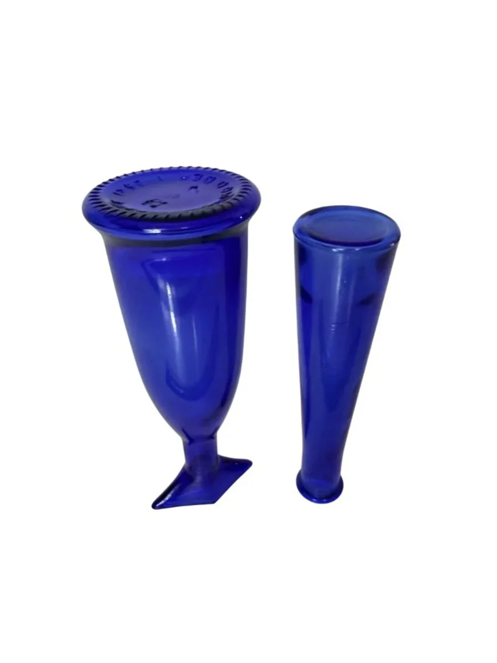 French Cobalt Blue Art Glass Bud Vases Vintage Pair MOD DEP France MCM Set of 2 - Picture 8 of 16